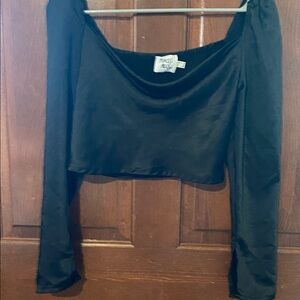 Princess Polly Black Satin Crop Top